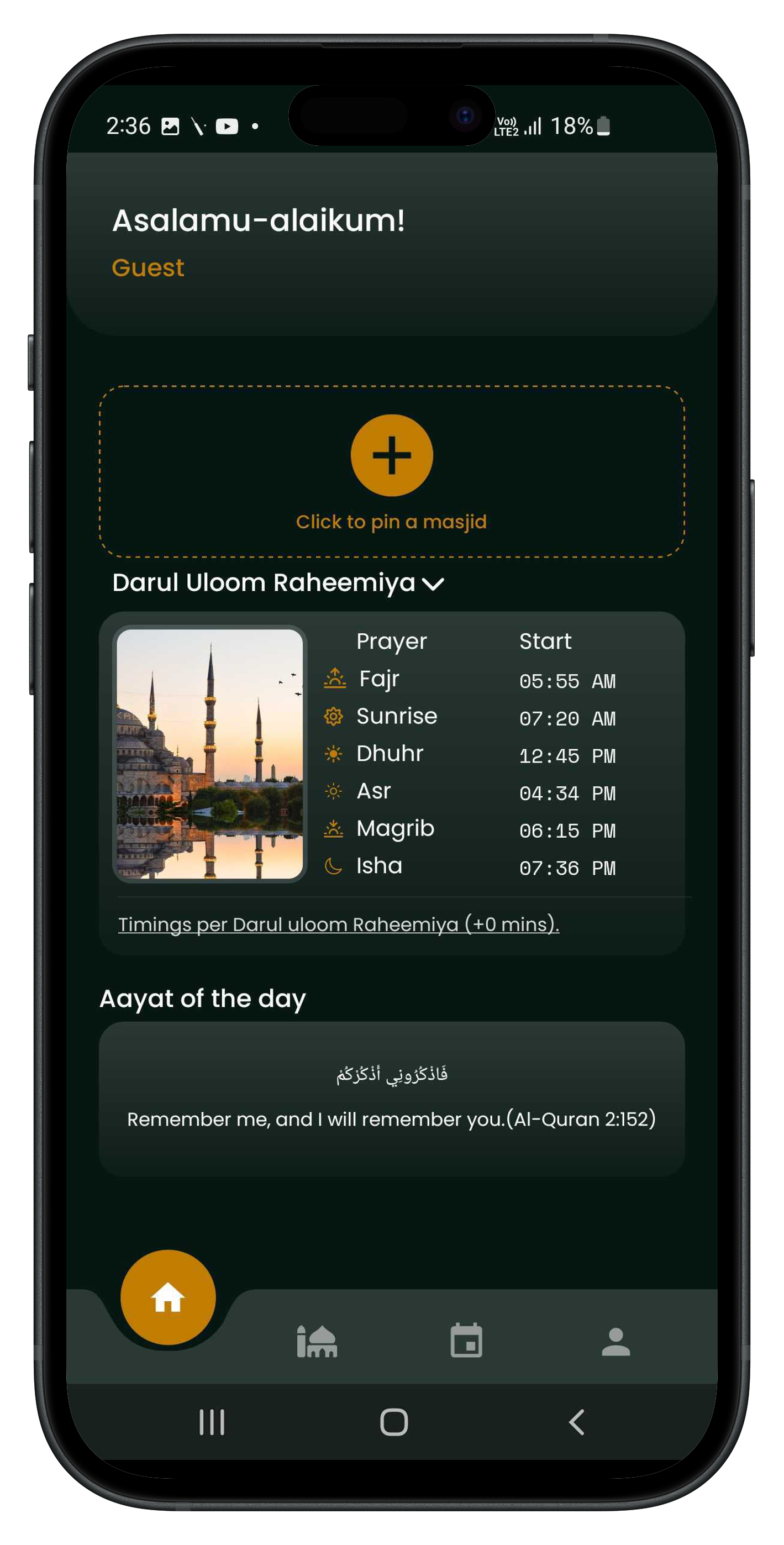 Salah Times Home Screen